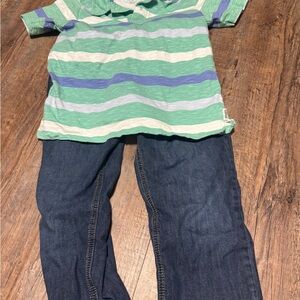 OshKosh B'gosh Green and Blue Striped Polo